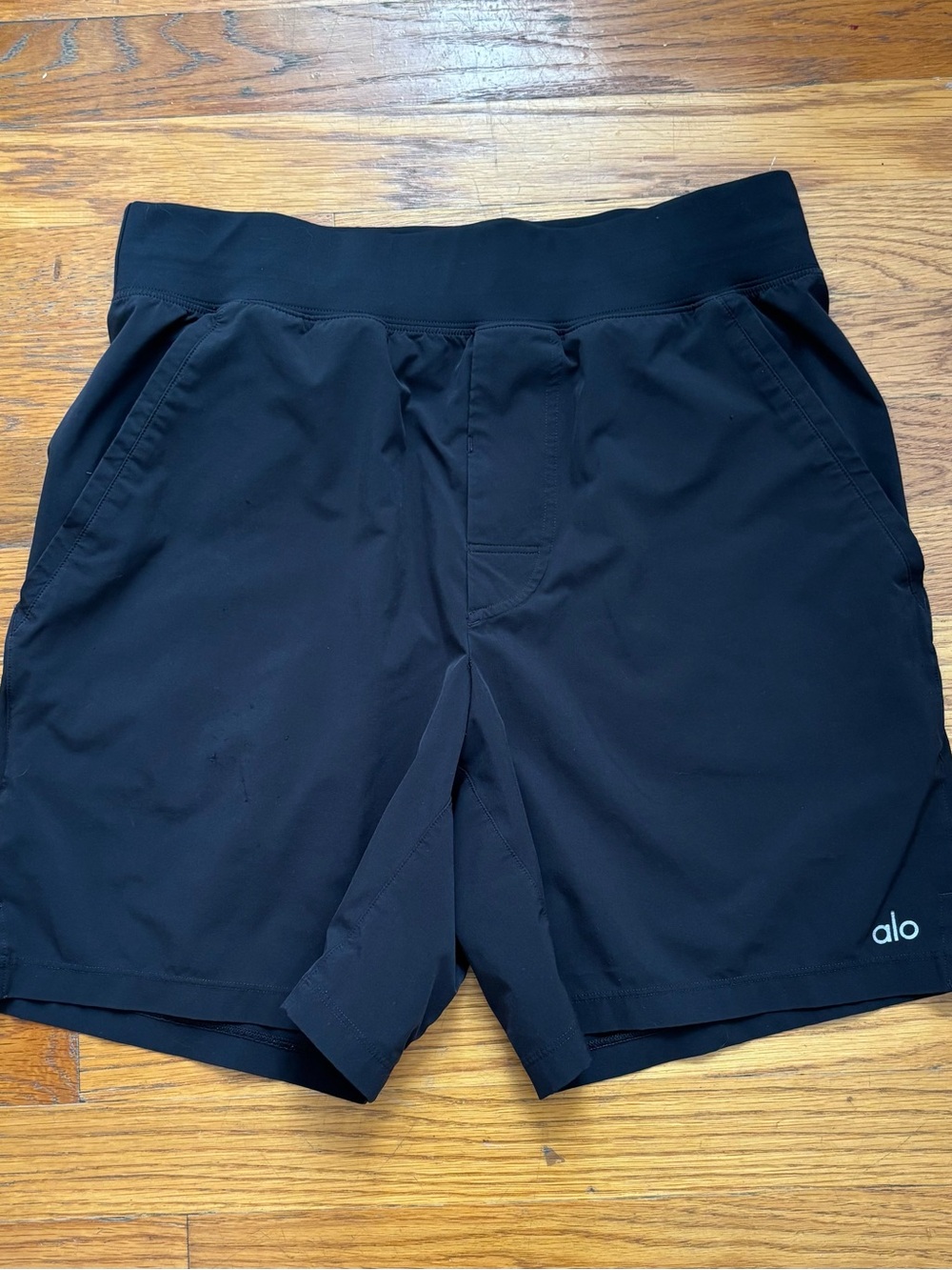ALO Yoga Men's Black Athletic Shorts with Logo